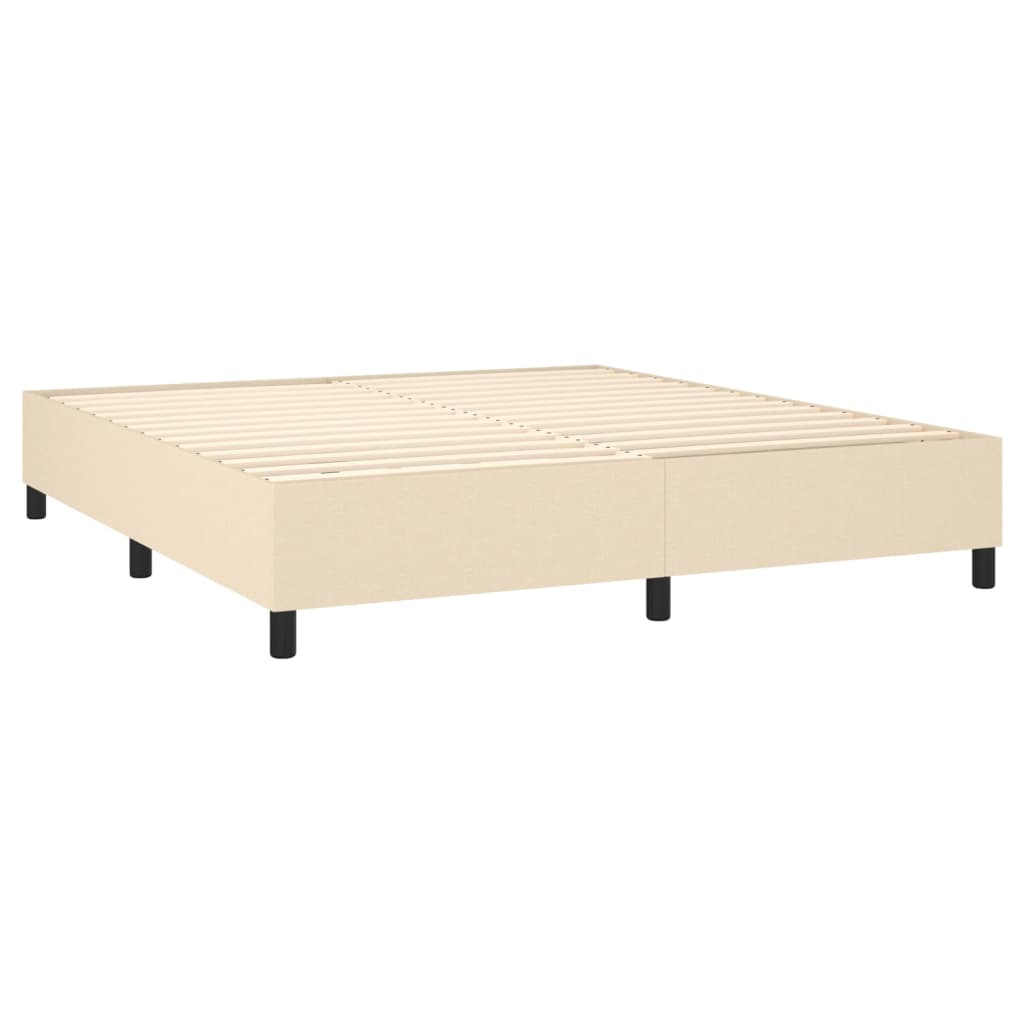 Spring bed frame with cream mattress 160x200 cm in fabric