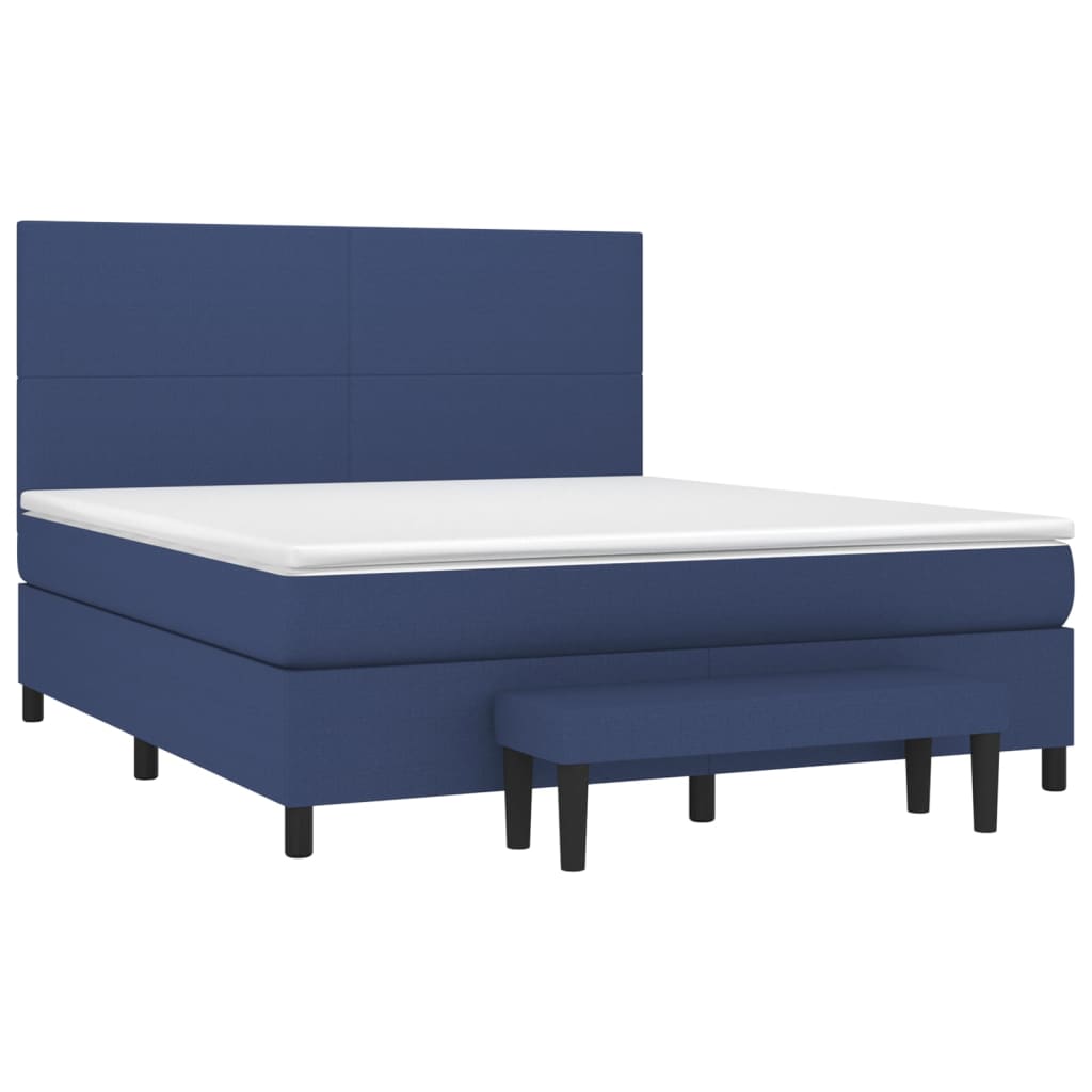 Spring bed frame with blue mattress 180x200 cm in fabric