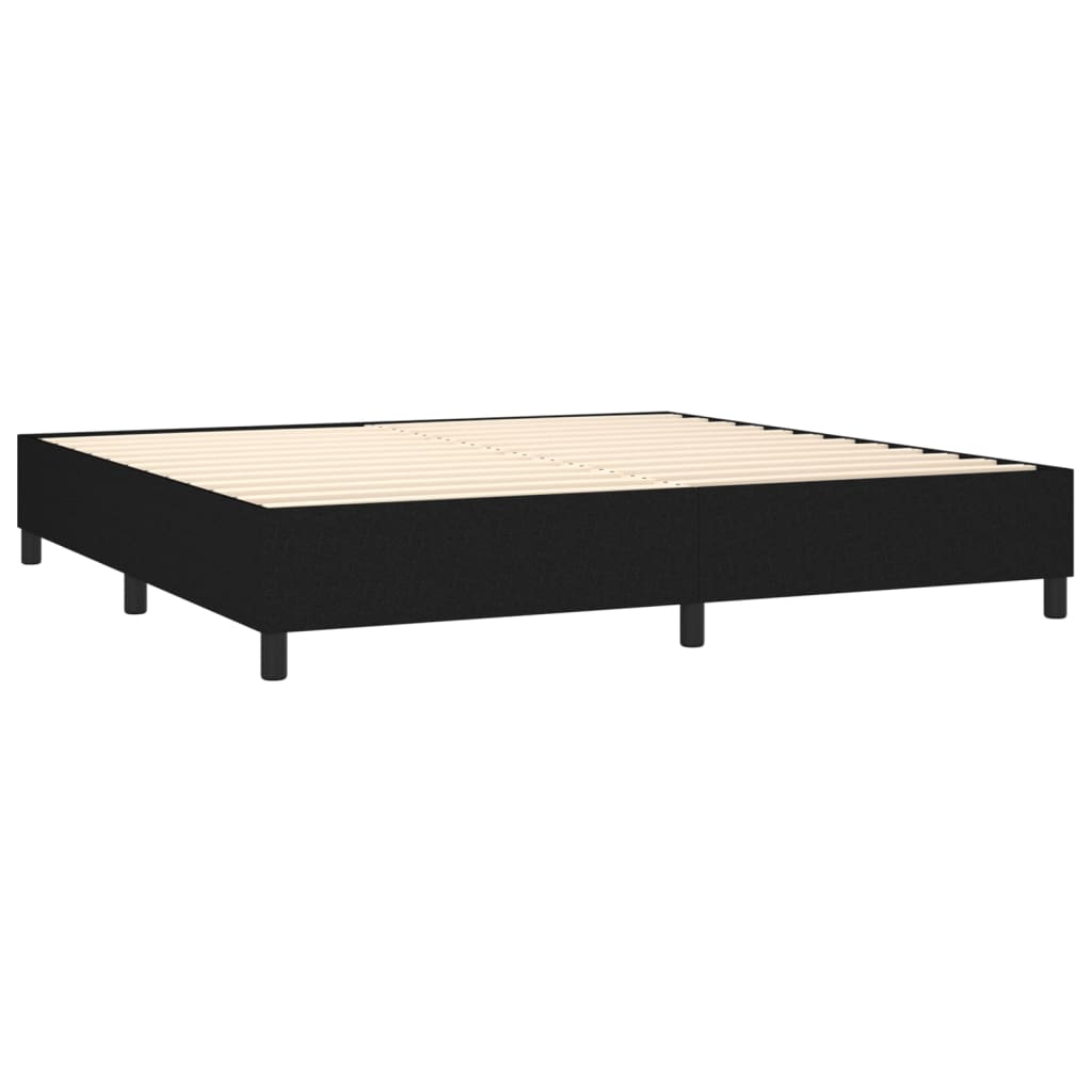 Spring bed frame with black mattress 200x200 cm in fabric