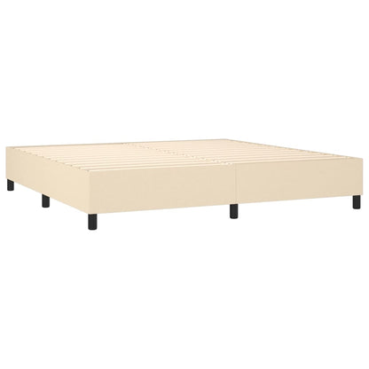 Spring bed frame with cream mattress 200x200 cm in fabric