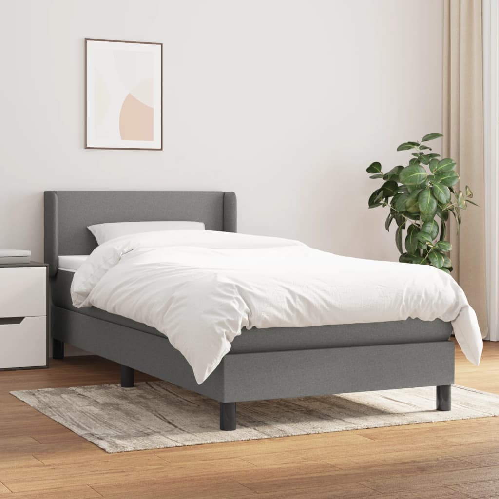 Giroletto a Molle con Materasso Grigio Scuro 90x190 cm Tessuto | homemem39