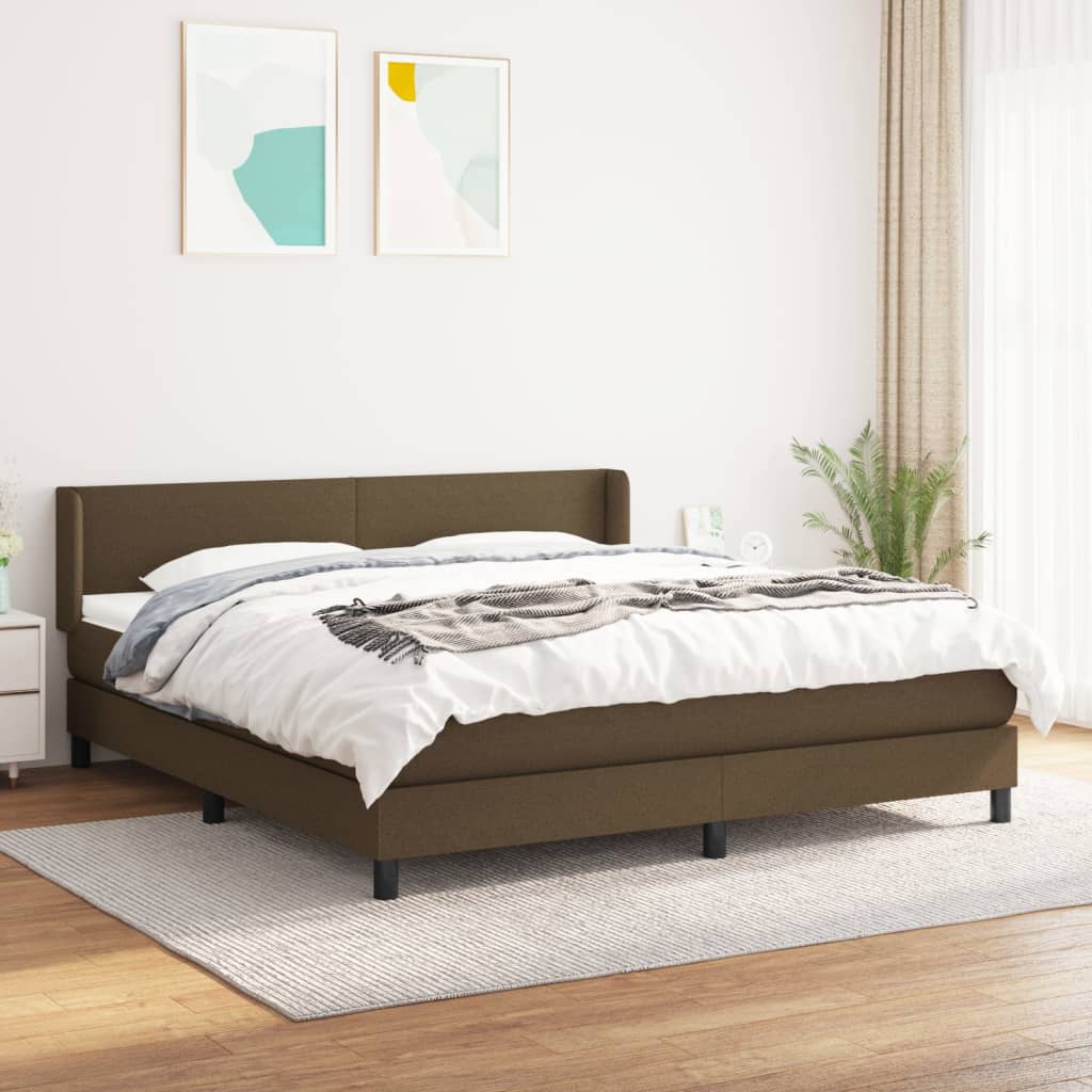 Giroletto a Molle con Materasso Marrone Scuro 160x200cm Tessuto | homemem39