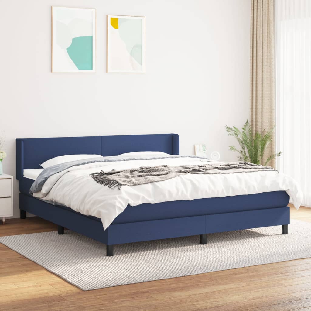 Giroletto a Molle con Materasso Blu 160x200 cm in Tessuto | homemem39