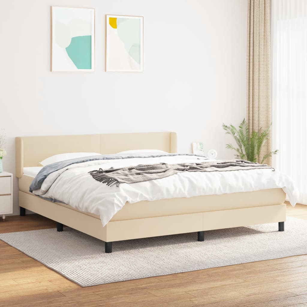 Giroletto a Molle con Materasso Crema 180x200 cm in Tessuto | homemem39