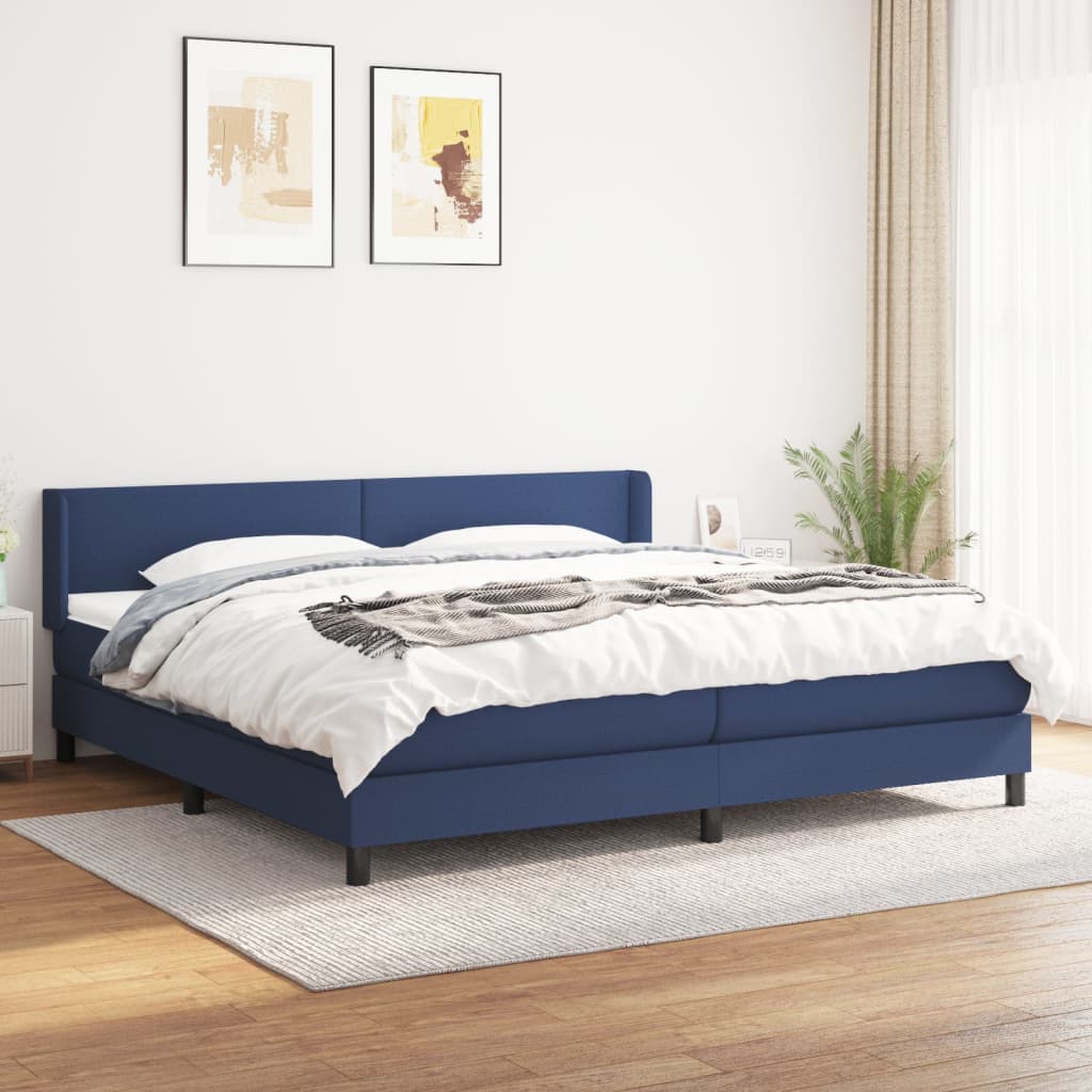 Giroletto a Molle con Materasso Blu 200x200 cm in Tessuto | homemem39