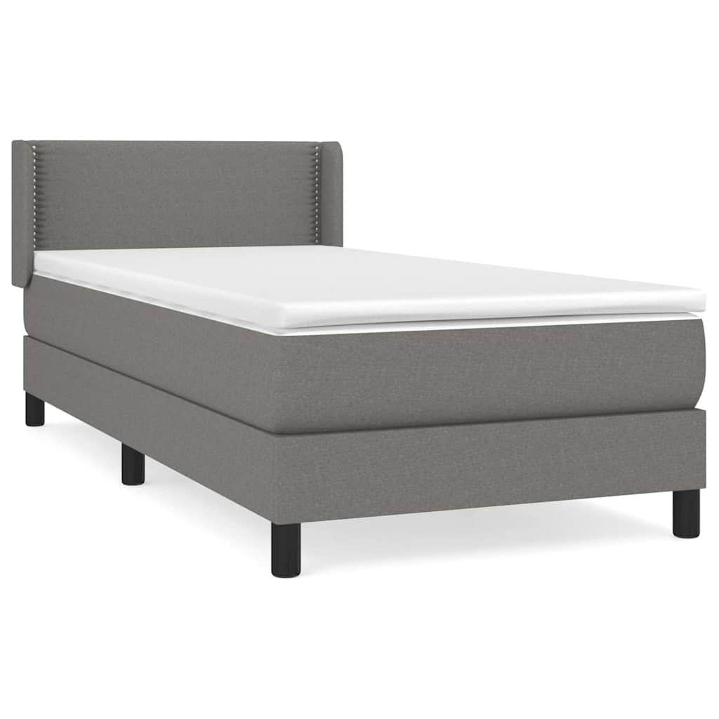 Giroletto a Molle con Materasso Grigio Scuro 90x190 cm Tessuto