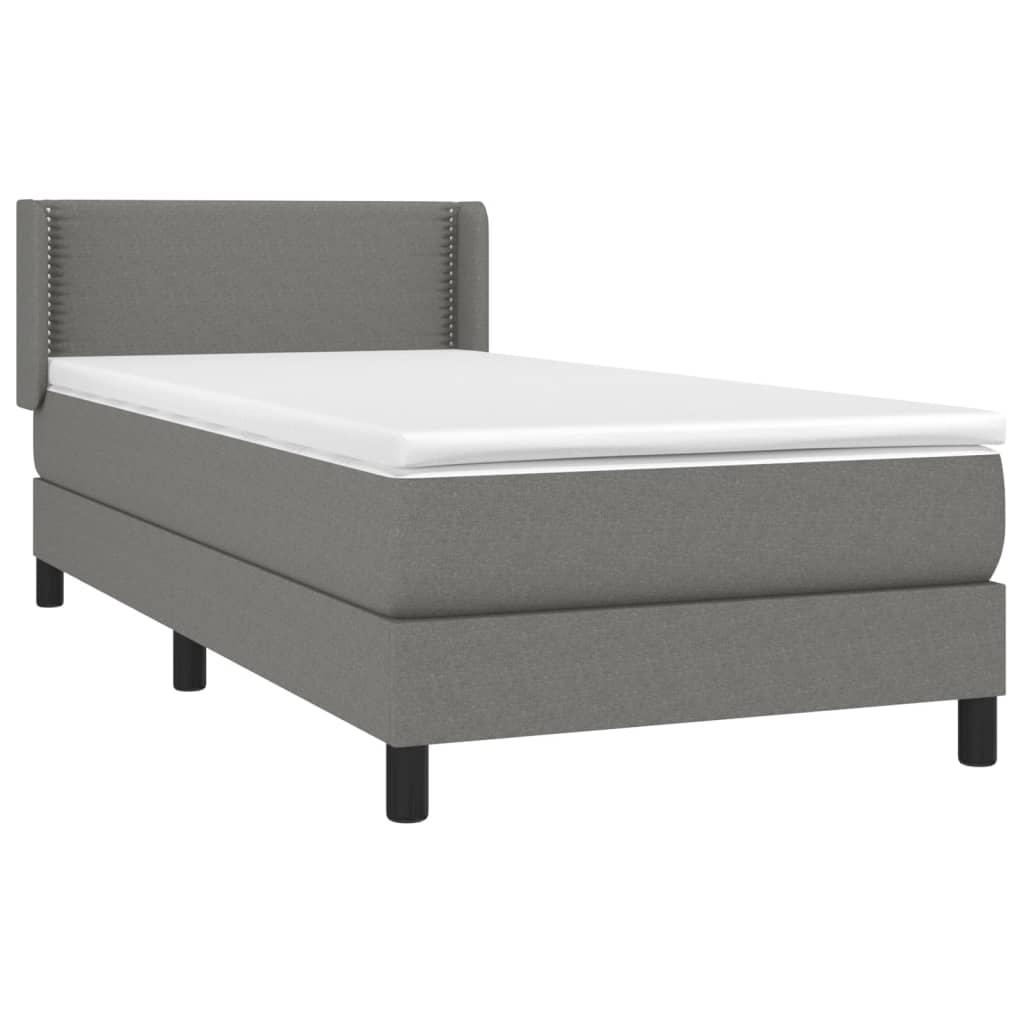 Giroletto a Molle con Materasso Grigio Scuro 90x200 cm Tessuto | homemem39