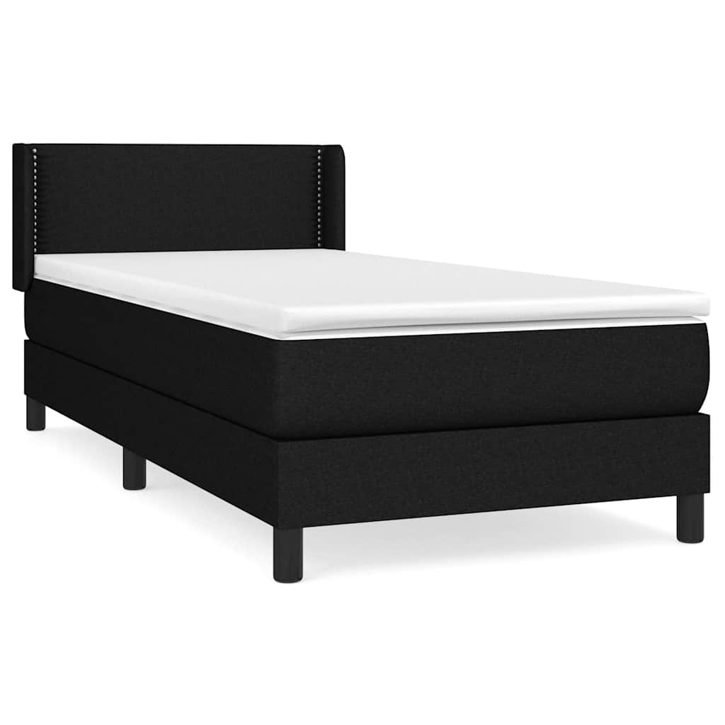 Giroletto a Molle con Materasso Nero 90x200 cm in Tessuto