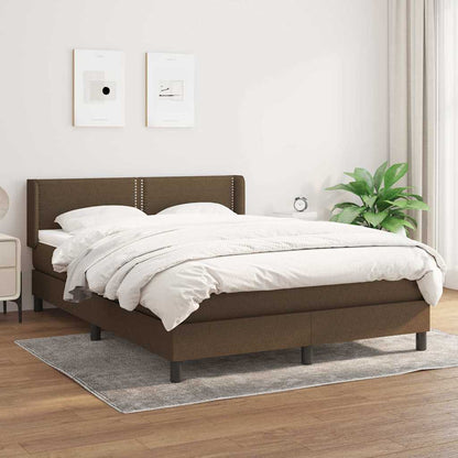 Giroletto a Molle con Materasso Marrone Scuro 140x190cm Tessuto