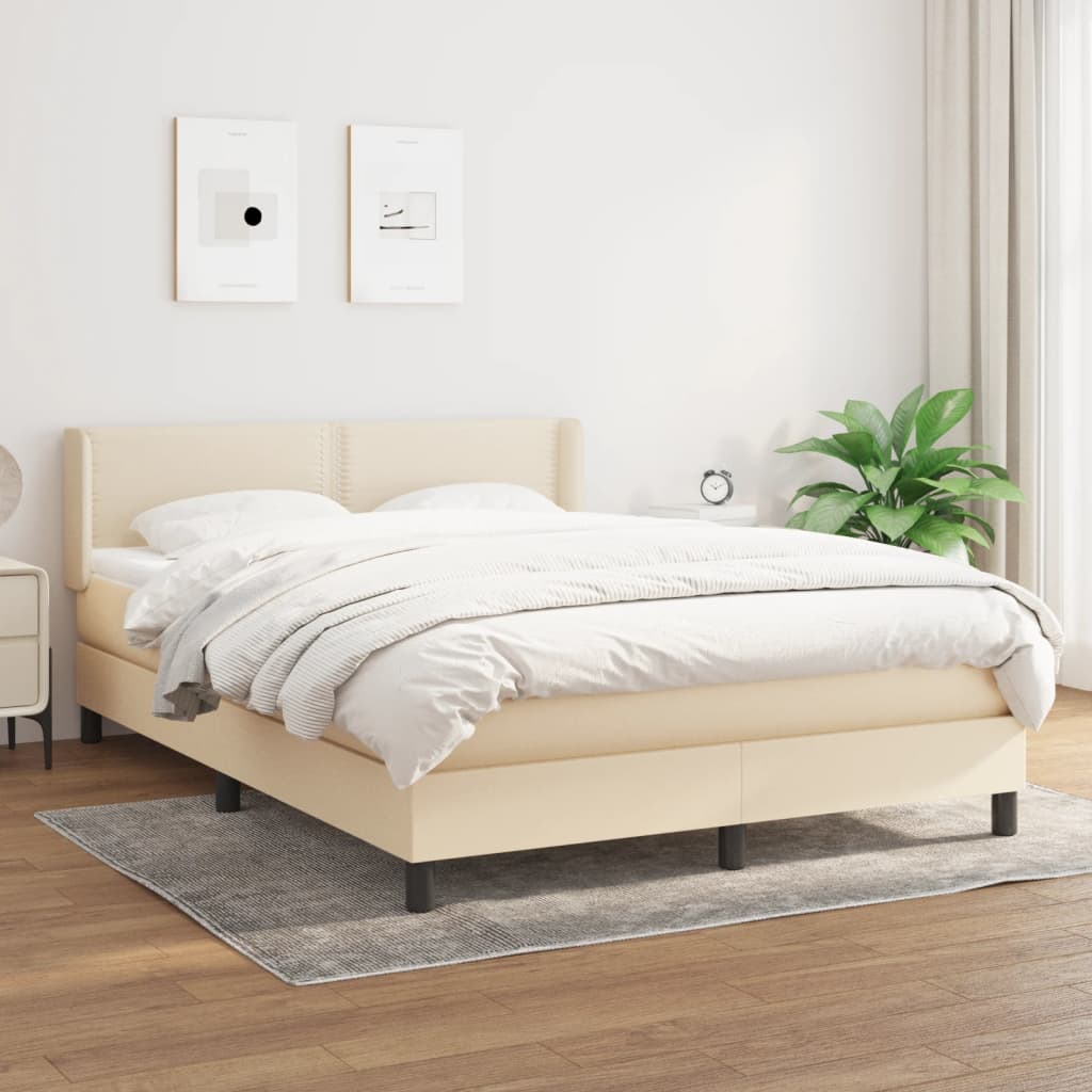 Giroletto a Molle con Materasso Crema 140x200 cm in Tessuto | homemem39