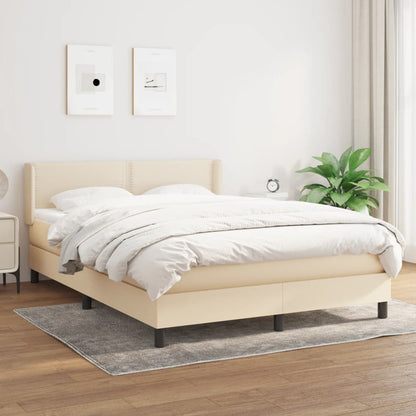 Giroletto a Molle con Materasso Crema 140x200 cm in Tessuto | homemem39