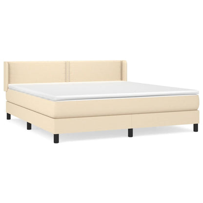 Giroletto a Molle con Materasso Crema 180x200 cm in Tessuto | homemem39