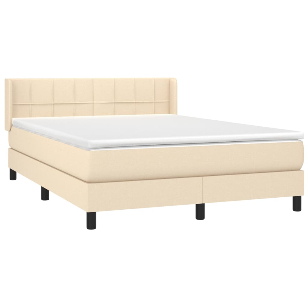 Giroletto a Molle con Materasso Crema 140x19 cm in Tessuto | homemem39