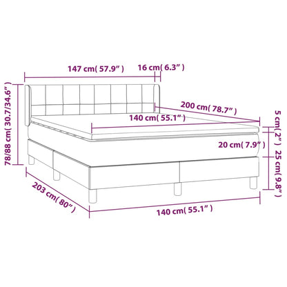 Giroletto a Molle con Materasso Tortora 140x200 cm in Tessuto | homemem39