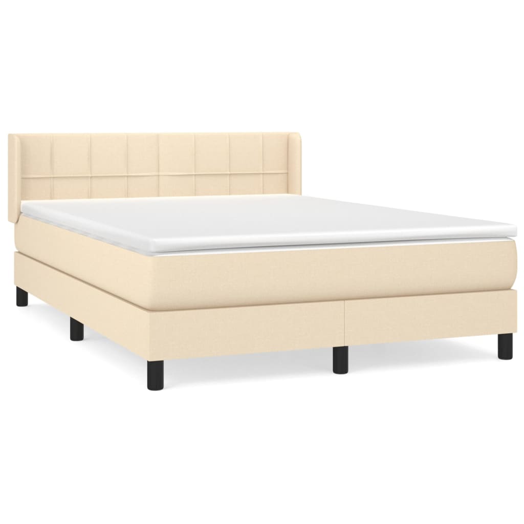Giroletto a Molle con Materasso Crema 140x200 cm in Tessuto | homemem39