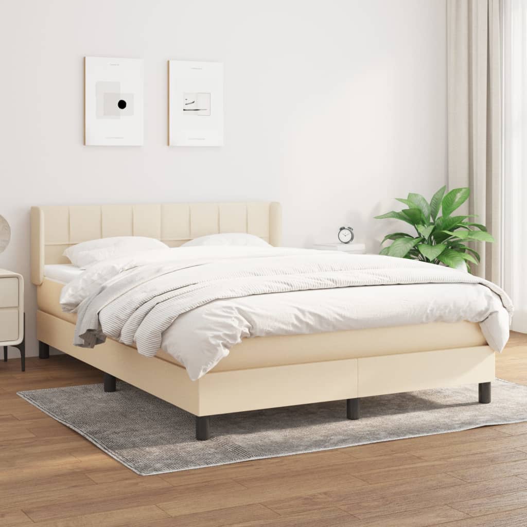 Giroletto a Molle con Materasso Crema 140x200 cm in Tessuto | homemem39