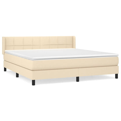 Giroletto a Molle con Materasso Crema 160x200 cm in Tessuto | homemem39