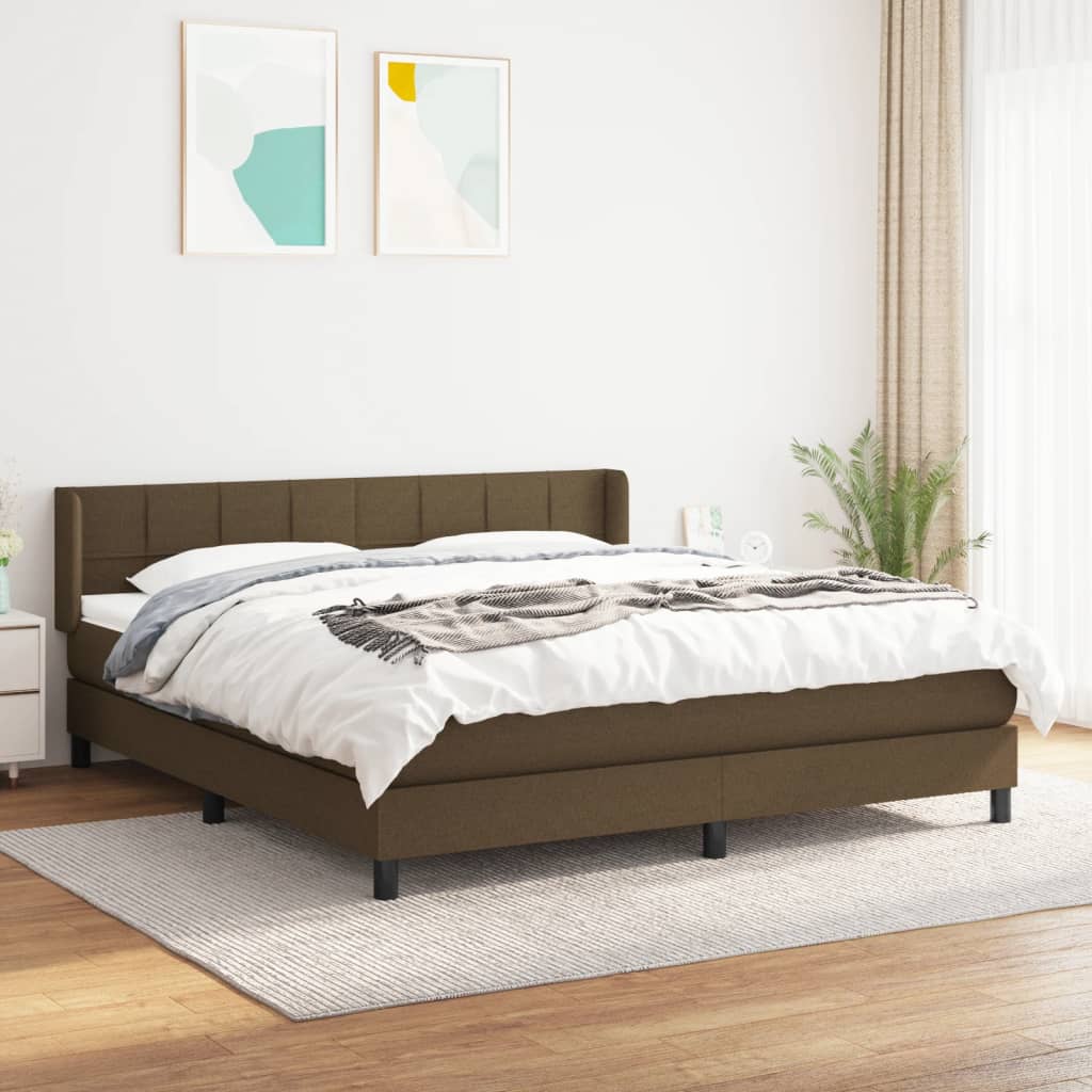 Giroletto a Molle con Materasso Marrone Scuro 180x200cm Tessuto | homemem39