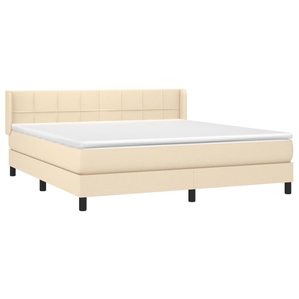 Giroletto a Molle con Materasso Crema 180x200 cm in Tessuto | homemem39