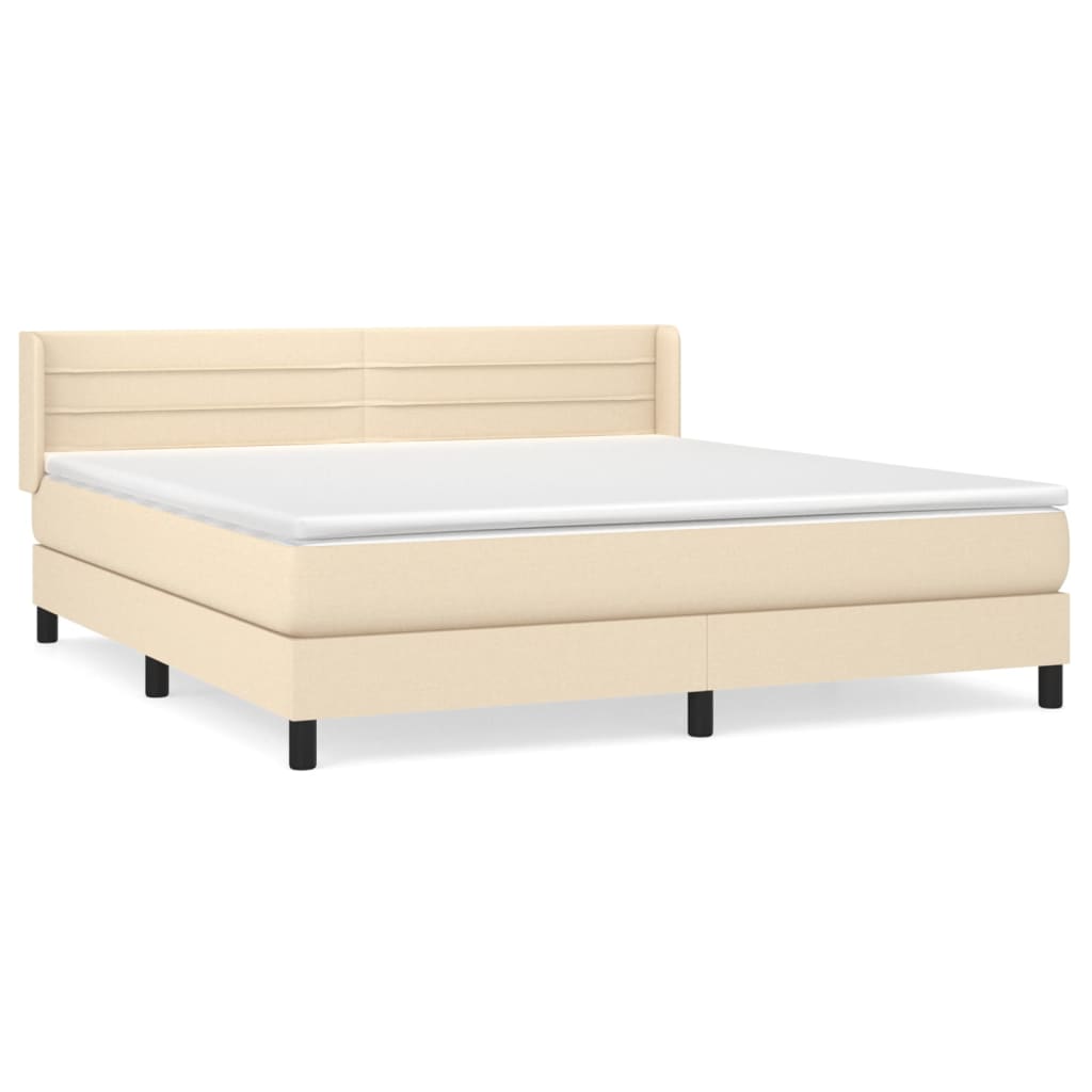 Giroletto a Molle con Materasso Crema 160x200 cm in Tessuto | homemem39