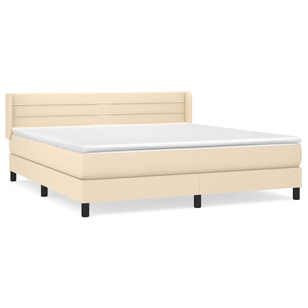 Giroletto a Molle con Materasso Crema 180x200 cm in Tessuto