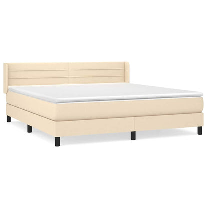 Giroletto a Molle con Materasso Crema 180x200 cm in Tessuto