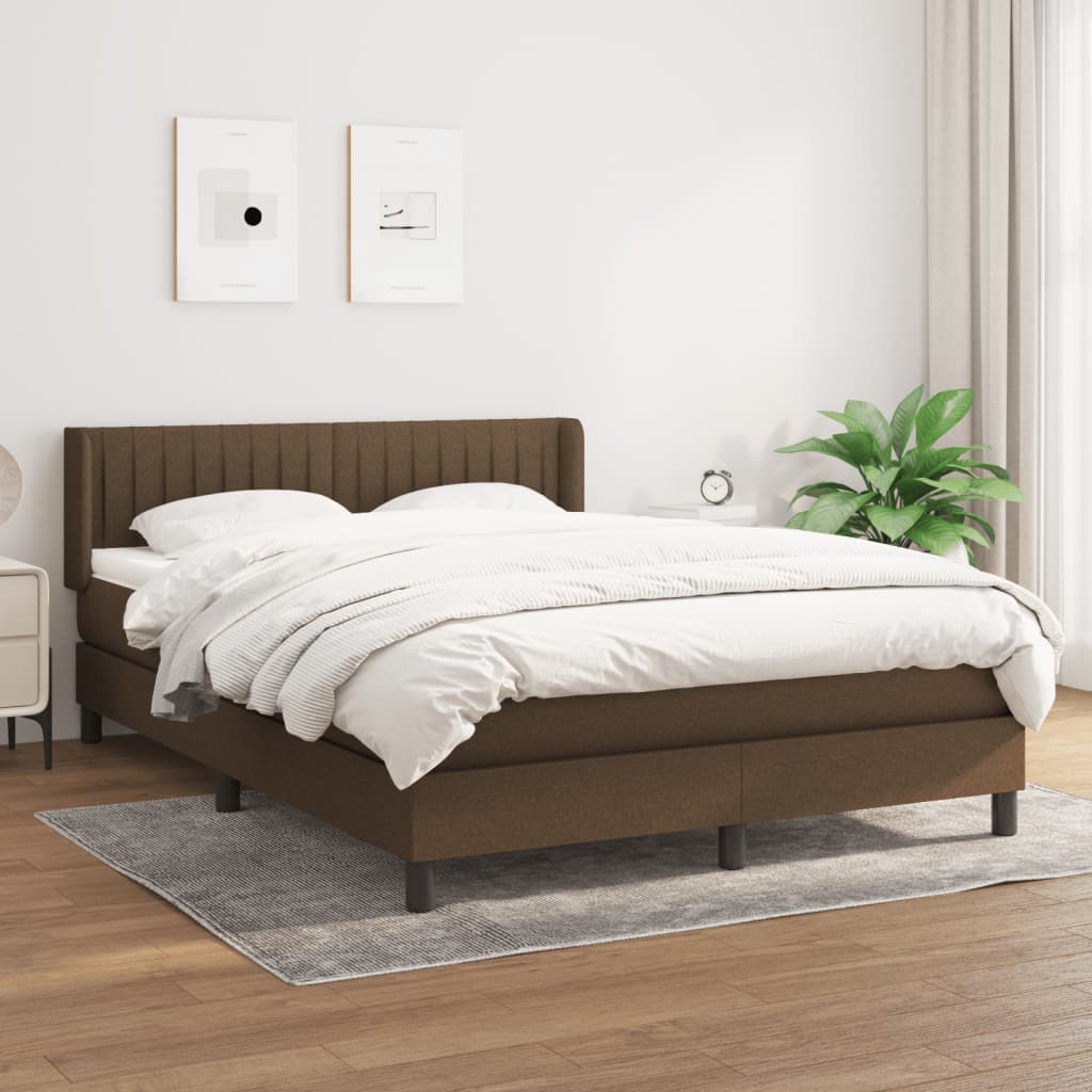 Giroletto a Molle con Materasso Marrone Scuro 140x190cm Tessuto | homemem39