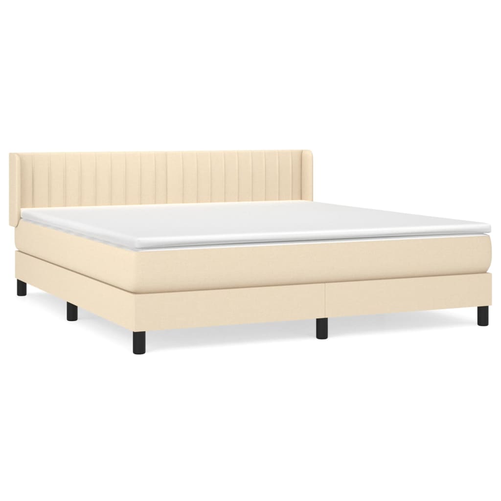 Giroletto a Molle con Materasso Crema 160x200 cm in Tessuto | homemem39