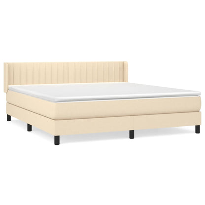 Giroletto a Molle con Materasso Crema 160x200 cm in Tessuto | homemem39