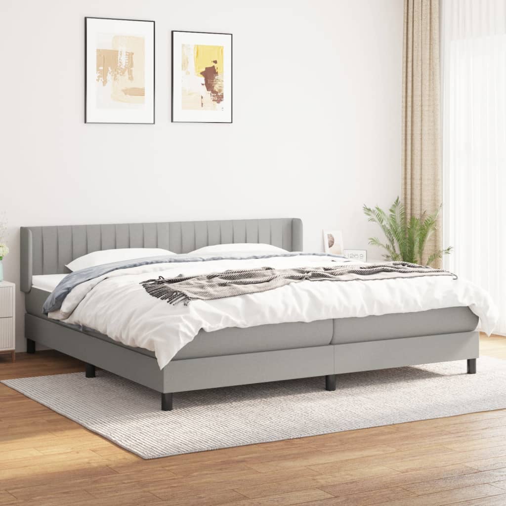 Giroletto a Molle con Materasso Grigio Chiaro 200x200cm Tessuto | homemem39