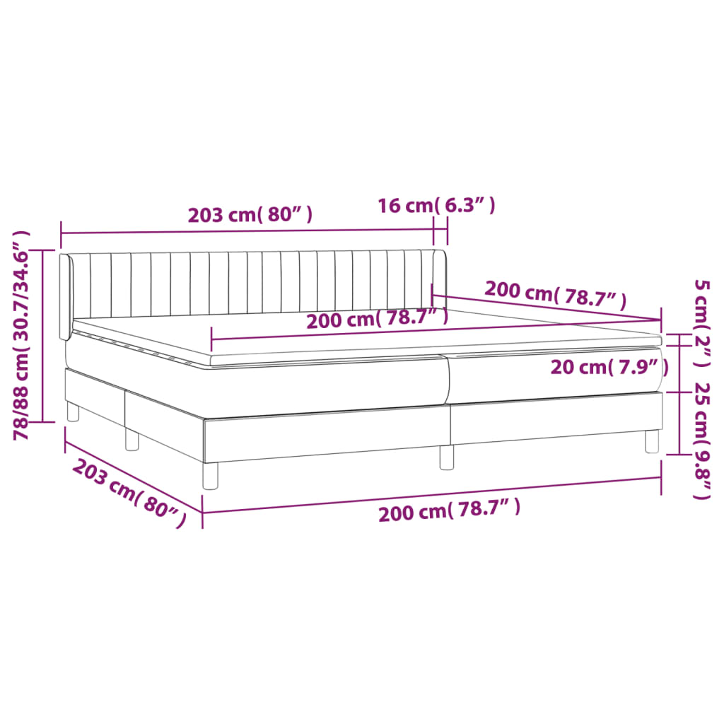 Giroletto a Molle con Materasso Blu 200x200 cm in Tessuto | homemem39