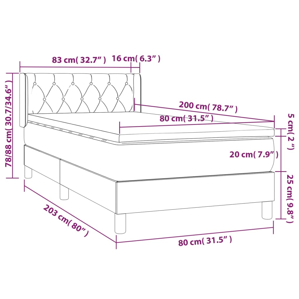 Giroletto a Molle con Materasso Blu 80x200 cm inTessuto | homemem39