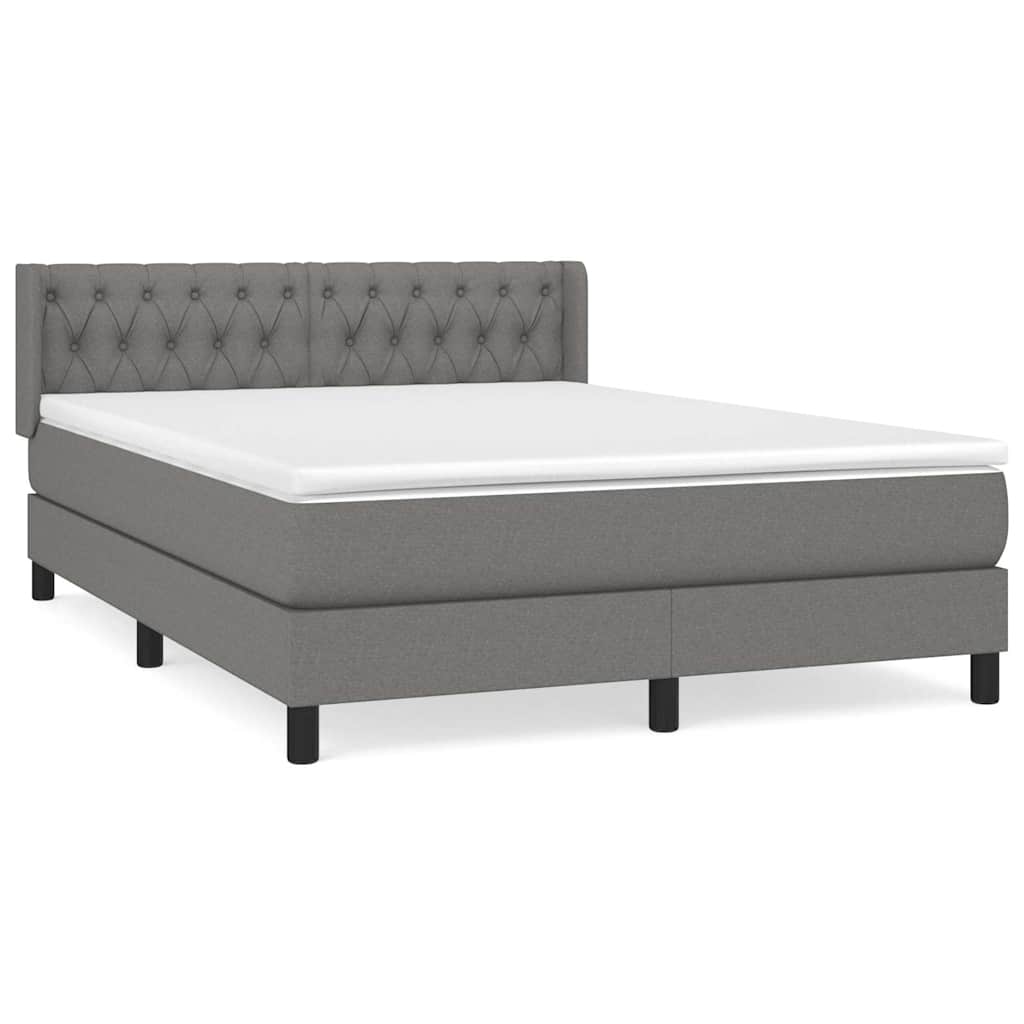 Giroletto a Molle con Materasso Grigio Scuro 140x190 cm Tessuto
