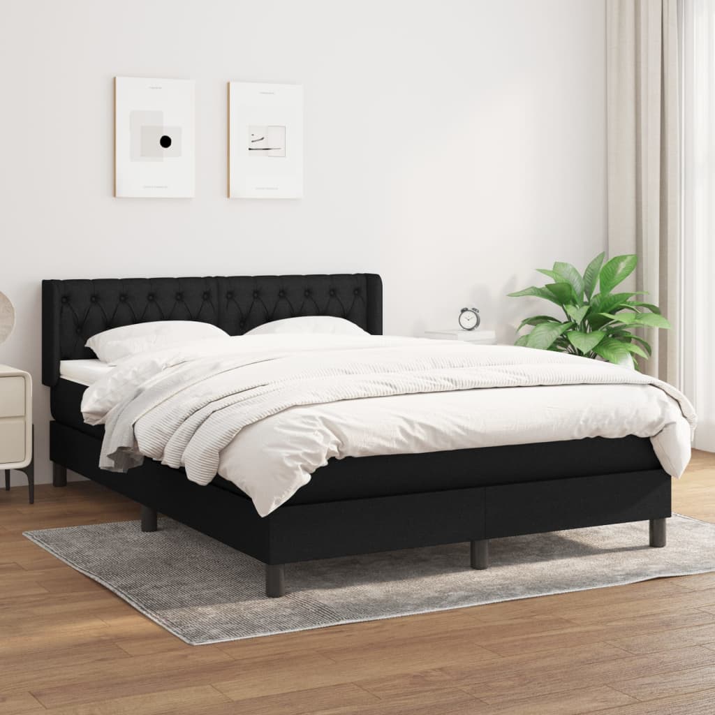 Giroletto a Molle con Materasso Nero 140x200 cm in Tessuto | homemem39