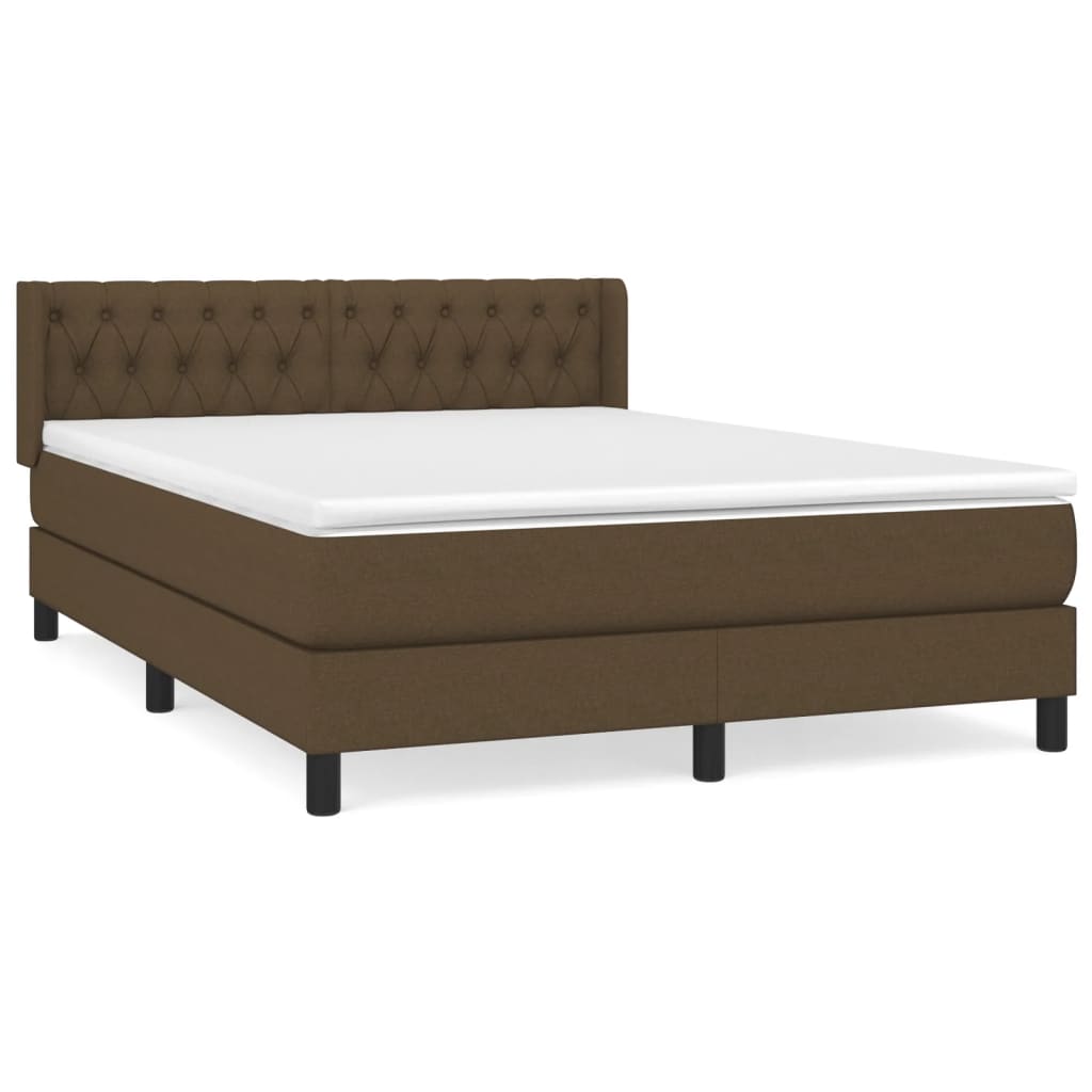 Giroletto a Molle con Materasso Marrone Scuro 140x200cm Tessuto | homemem39