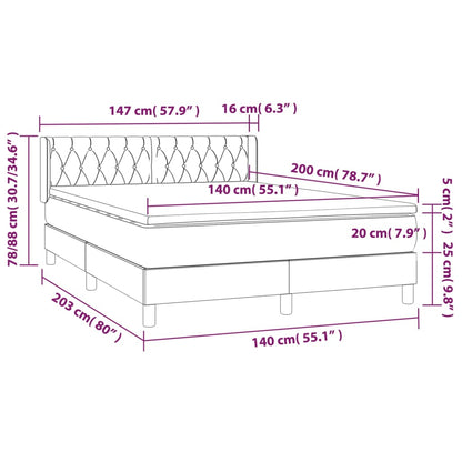 Giroletto a Molle con Materasso Tortora 140x200 cm in Tessuto
