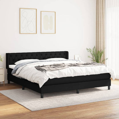 Giroletto a Molle con Materasso Nero 160x200 cm in Tessuto | homemem39