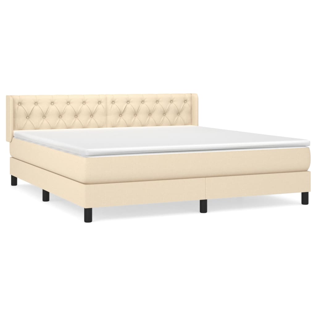 Giroletto a Molle con Materasso Crema 160x200 cm in Tessuto | homemem39
