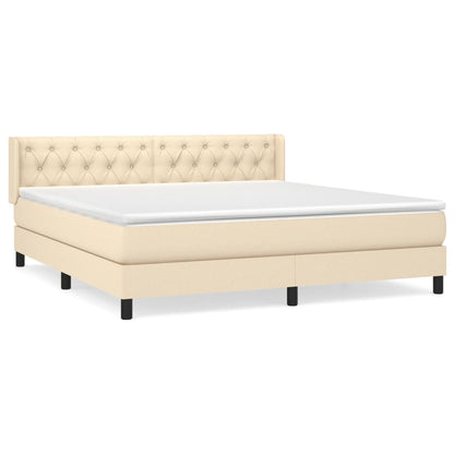 Giroletto a Molle con Materasso Crema 160x200 cm in Tessuto | homemem39