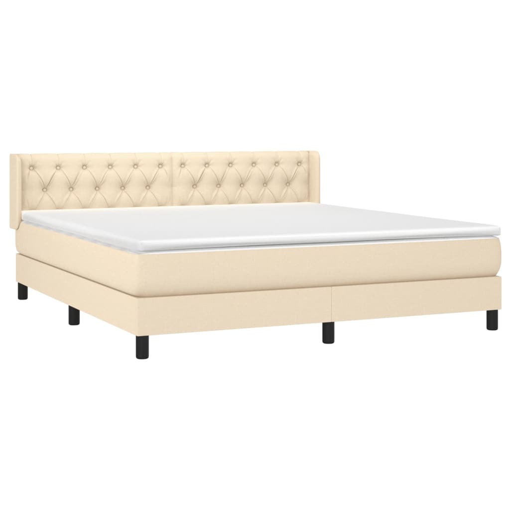 Giroletto a Molle con Materasso Crema 160x200 cm in Tessuto | homemem39