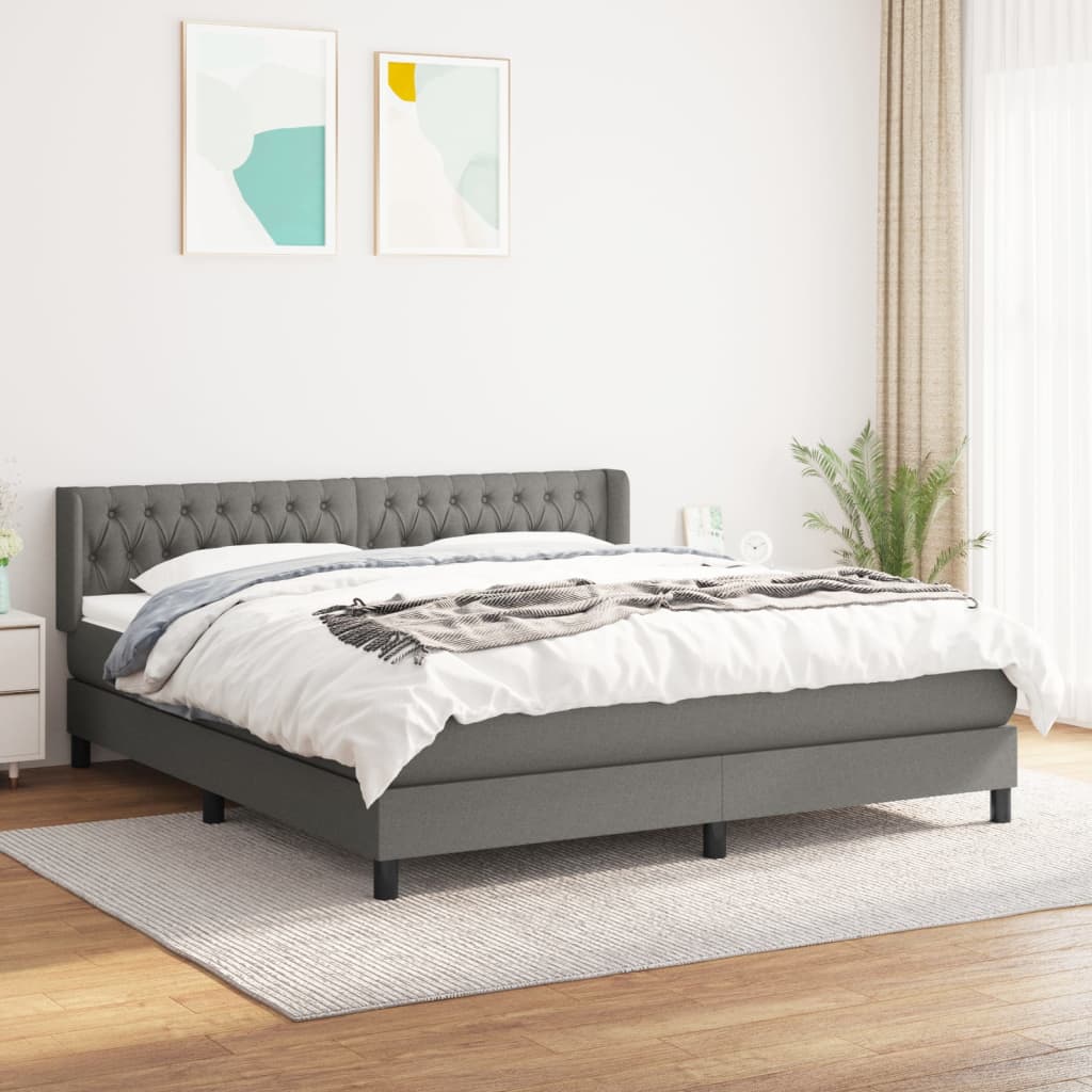 Giroletto a Molle con Materasso Grigio Scuro 180x200 cm Tessuto | homemem39
