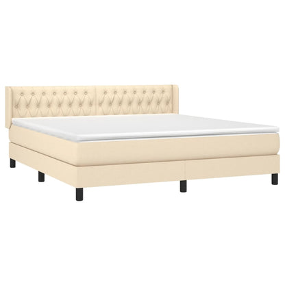 Giroletto a Molle con Materasso Crema 180x200 cm in Tessuto