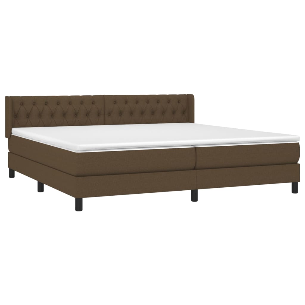 Giroletto a Molle con Materasso Marrone Scuro 200x200cm Tessuto
