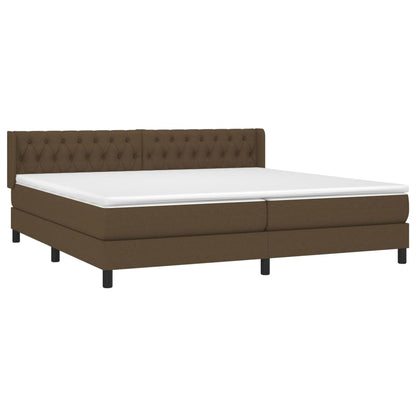 Giroletto a Molle con Materasso Marrone Scuro 200x200cm Tessuto