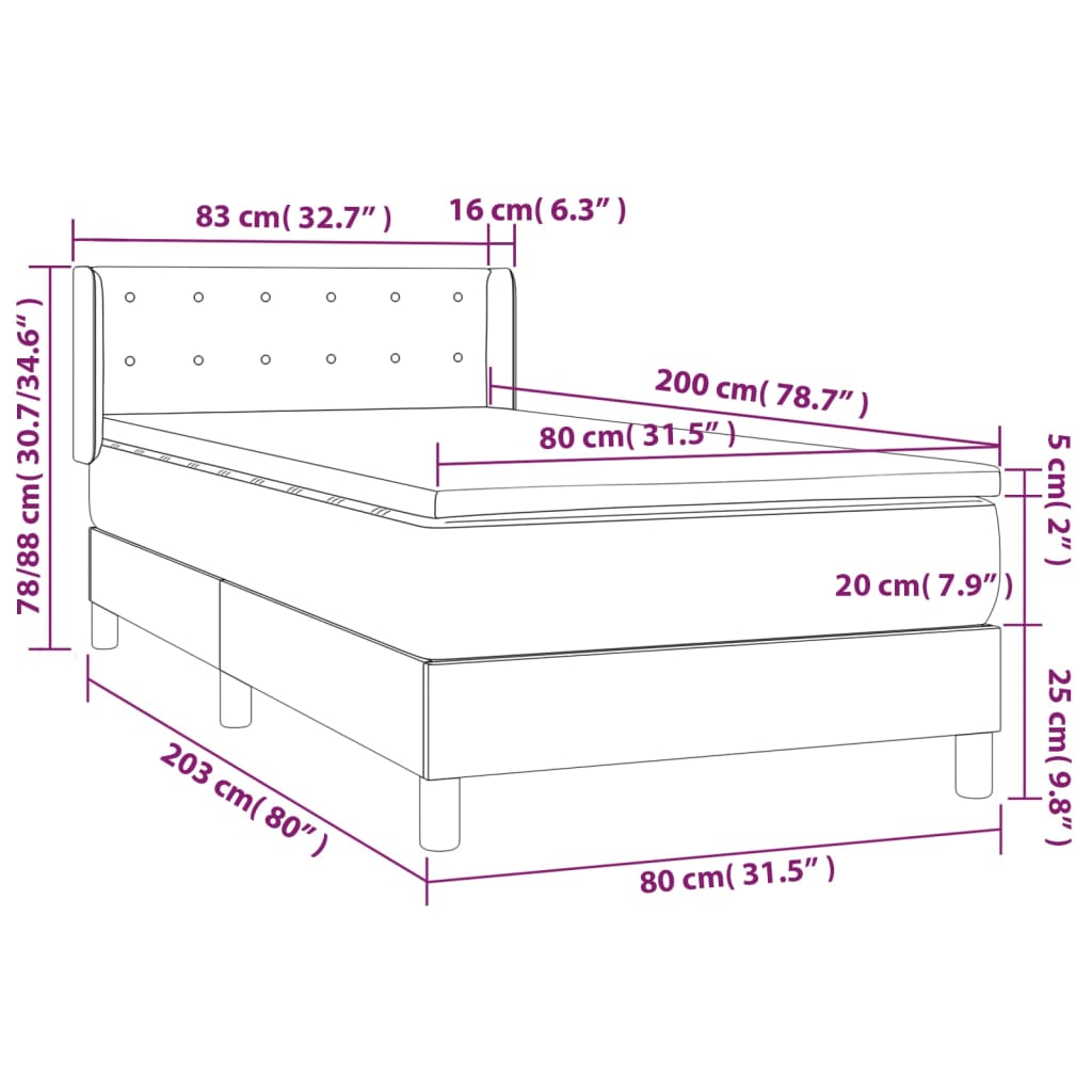 Giroletto a Molle con Materasso Crema 80x200 cm inTessuto | homemem39