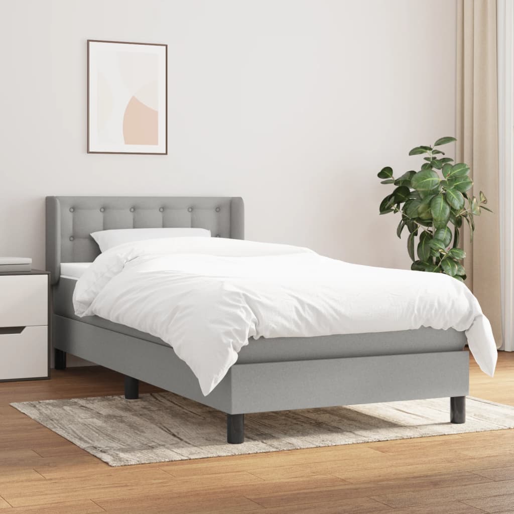 Giroletto a Molle con Materasso Grigio Chiaro 90x190 cm Tessuto | homemem39