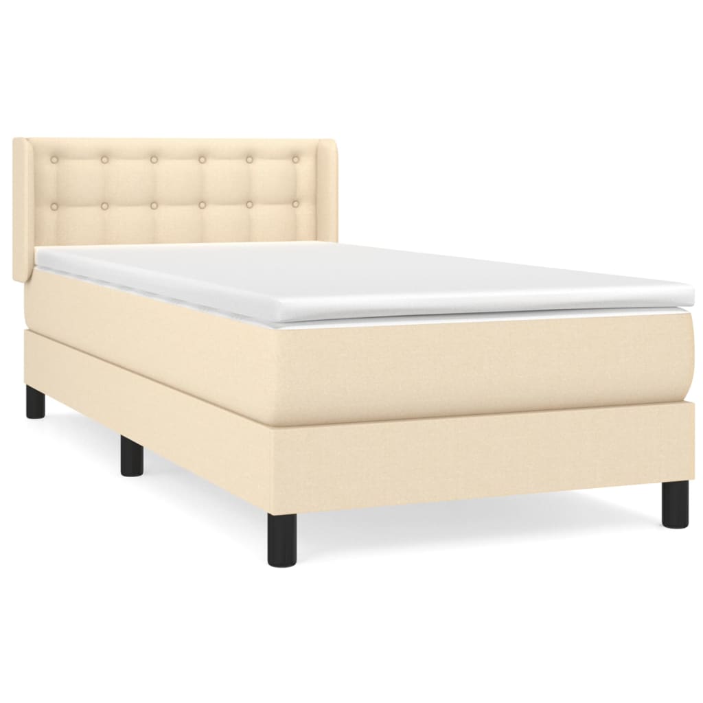 Giroletto a Molle con Materasso Crema 90x190 cm in Tessuto | homemem39