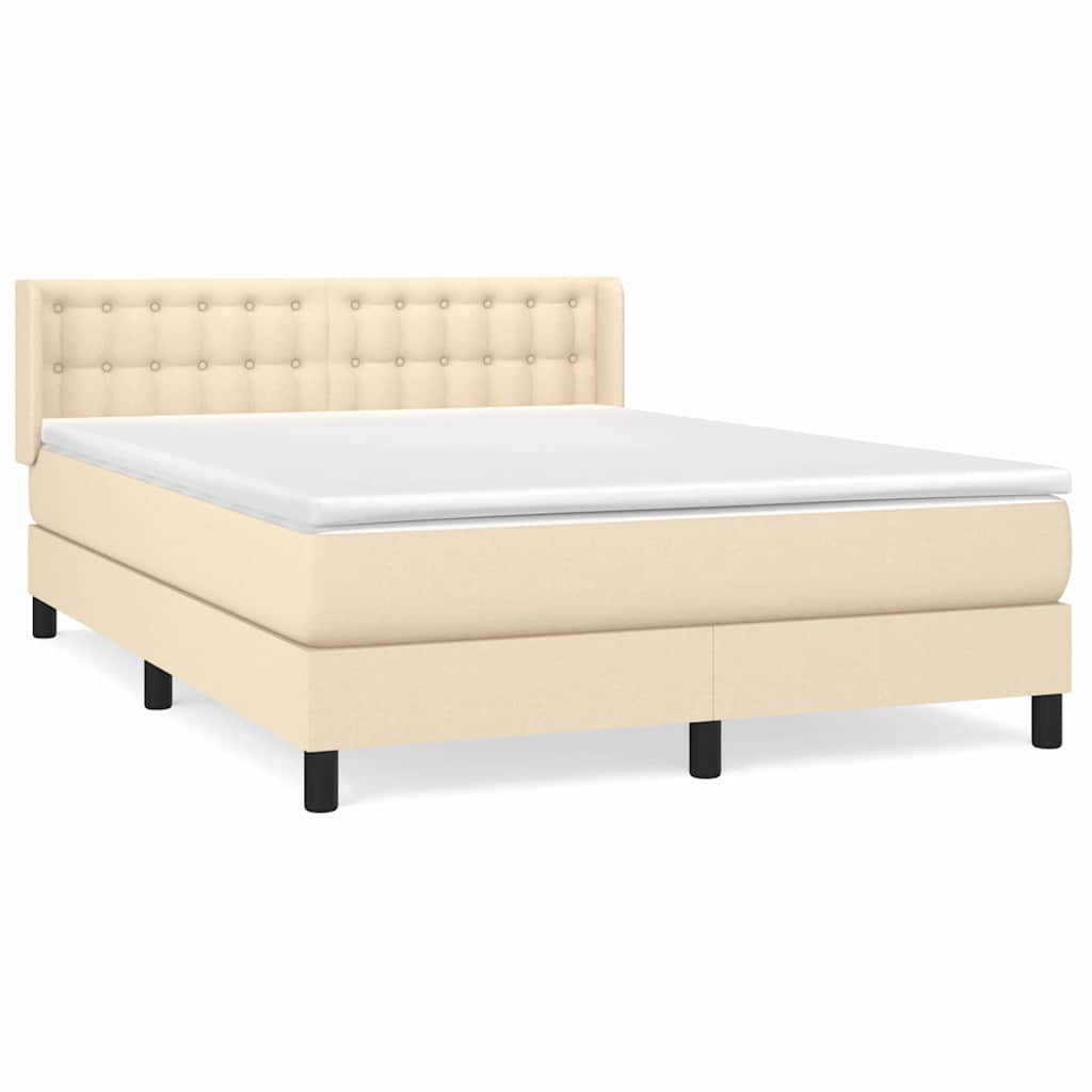 Giroletto a Molle con Materasso Crema 140x19 cm in Tessuto