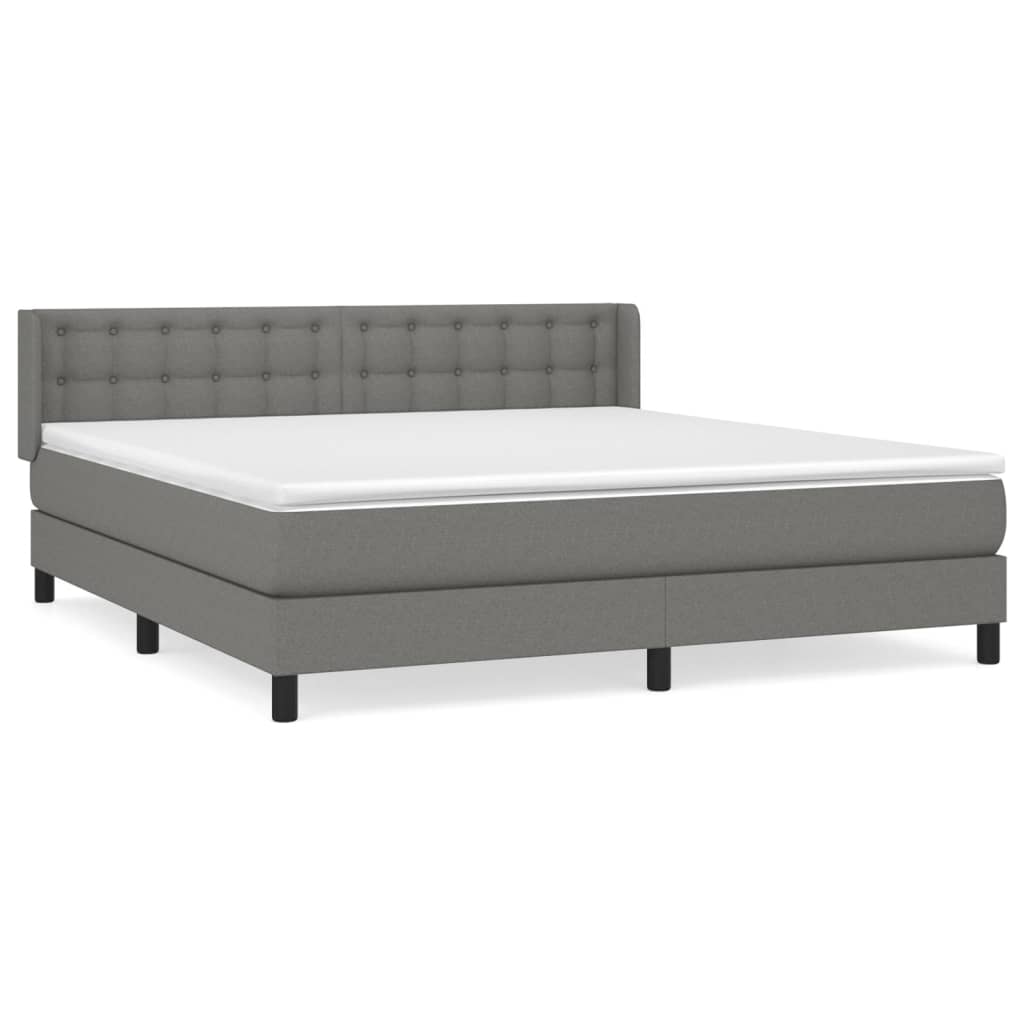 Giroletto a Molle con Materasso Grigio Scuro 160x200 cm Tessuto | homemem39