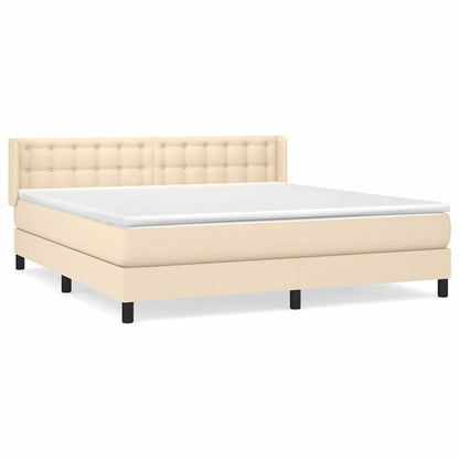 Giroletto a Molle con Materasso Crema 160x200 cm in Tessuto
